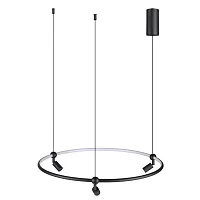 Светильник подвесной LED Keanu 7026/52L Odeon Light чёрный на 1 лампу, основание чёрное в стиле минимализм кольца