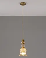 Светильник подвесной Glassy V10906-P Moderli янтарный 1 лампа, основание золотое в стиле модерн выдувное