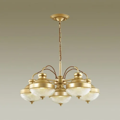 Люстра подвесная Krona 4658/5 Odeon Light белая на 5 ламп, основание золотое в стиле классический  фото 2