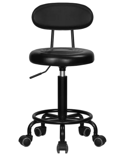 Табурет мастера DOBRIN BILLY BLACK (черный) цвет сиденья черный. цвет основания черный Dobrin, чёрный/экокожа, ножки/металл/, размеры - 690*850**** фото 6