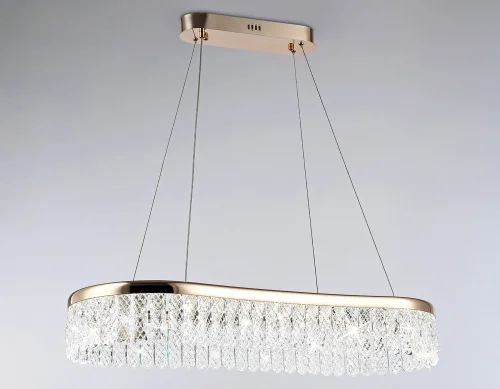Люстра подвесная LED TR49737 Ambrella light прозрачная на 1 лампа, основание золотое в стиле современный хай-тек  фото 6