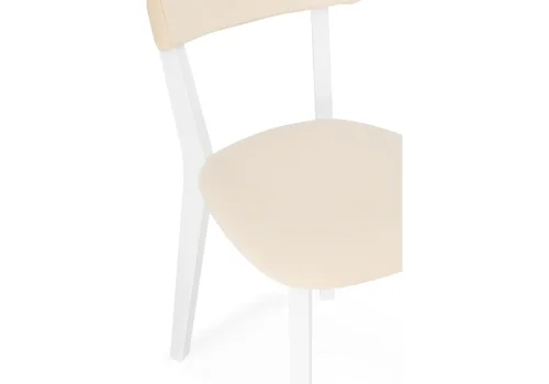 Деревянный стул Гилмар бежевый велюр / белый 515981 Woodville, бежевый/велюр, ножки/массив бука/белый, размеры - ****450*600 фото 6