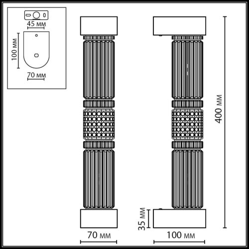 Бра LED Collier 5456/12WL Odeon Light прозрачный на 1 лампу, основание никель серое в стиле современный фото 2