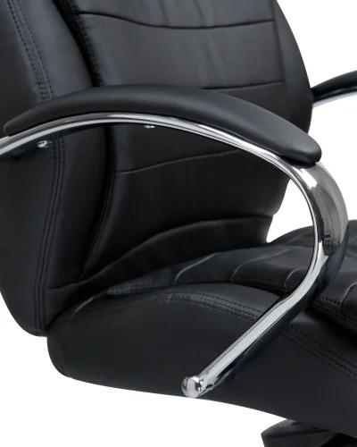 Офисное кресло для руководителей 108F-LMR LYNDON, цвет чёрный Dobrin, чёрный/экокожа, ножки/металл/хром, размеры - 1150*1200***670*670 фото 8