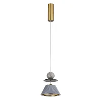Светильник подвесной ЛЕД Джаз (Jazz) 5475/10LG Odeon Light голубой на 1 лампу, основание латунь в стиле классический современный 