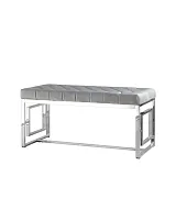 Банкетка-скамейка БРУКЛИН, вельвет серый, сталь серебро УТ000001878 Stool Group