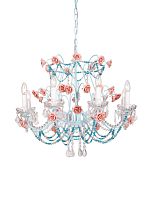 Люстра подвесная Fiori di rose 186.8 Lucia Tucci без плафона на 8 ламп, основание розовое голубое в стиле прованс флористика 