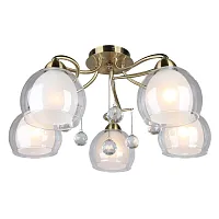Люстра потолочная Maluventu OML-54717-05 Omnilux белая на 5 ламп, основание бронзовое в стиле современный шар