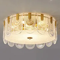 Люстра потолочная LAURENCE CH D60 207826-23 ImperiumLoft прозрачная на 6 ламп, основание латунь в стиле современный 