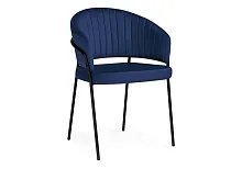 Стул на металлокаркасе Лео синий brandy light 8 / черный 592483 Woodville, синий/велюр, ножки/металл/чёрный, размеры - ****560*520