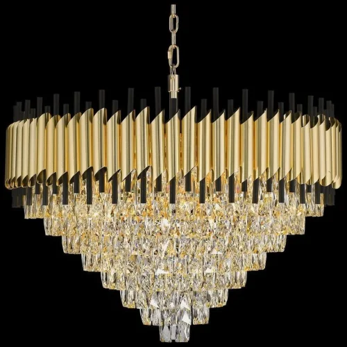 Люстра подвесная хрустальная Cartuccia WE138.31.403 Wertmark прозрачная золотая чёрная на 31 лампа, основание матовое бронза в стиле классический 