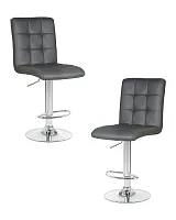 Стул барный набор 2 шт. SET-2 5009-LM KRUGER, цвет сиденья серый, цвет основания хром Dobrin, /экокожа, ножки/металл/хром, размеры - 1000*1220***410*560 Стул барный набор 2 шт. SET-2 5009-LM KRUGER, цвет сиденья серый, цвет основания хром Dobrin, /экокожа, ножки/металл/хром, размеры - 1000*1220***410*560