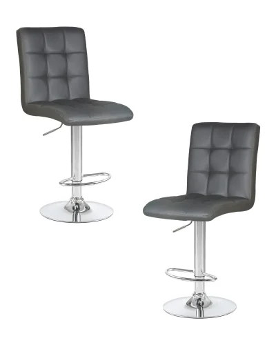 Стул барный набор 2 шт. SET-2 5009-LM KRUGER, цвет сиденья серый, цвет основания хром Dobrin, /экокожа, ножки/металл/хром, размеры - 1000*1220***410*560 Стул барный набор 2 шт. SET-2 5009-LM KRUGER, цвет сиденья серый, цвет основания хром Dobrin, /экокожа, ножки/металл/хром, размеры - 1000*1220***410*560