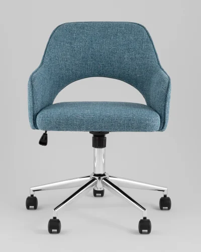 Кресло офисное Кларк, рогожка, синий УТ000039441 Stool Group, синий/рогожка, ножки/металл/хром, размеры - *880***540*590 фото 2