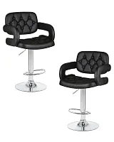 Стул барный набор 2 шт. SET-2 3460-LM TIESTO, цвет сиденья черный, цвет основания хром Dobrin, /экокожа, ножки/металл/хром, размеры - 950*1170***560*570