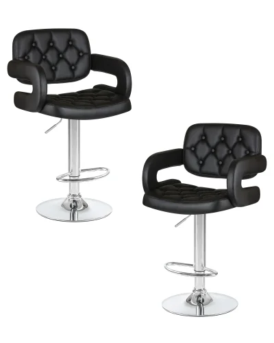 Стул барный набор 2 шт. SET-2 3460-LM TIESTO, цвет сиденья черный, цвет основания хром Dobrin, /экокожа, ножки/металл/хром, размеры - 950*1170***560*570 Стул барный набор 2 шт. SET-2 3460-LM TIESTO, цвет сиденья черный, цвет основания хром Dobrin, /экокожа, ножки/металл/хром, размеры - 950*1170***560*570