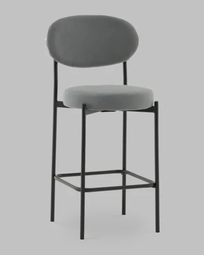Стул Полубарный Бриф DD велюр серый УТ000041515 Stool Group, серый/велюр, ножки/сталь/чёрный, размеры - *****
