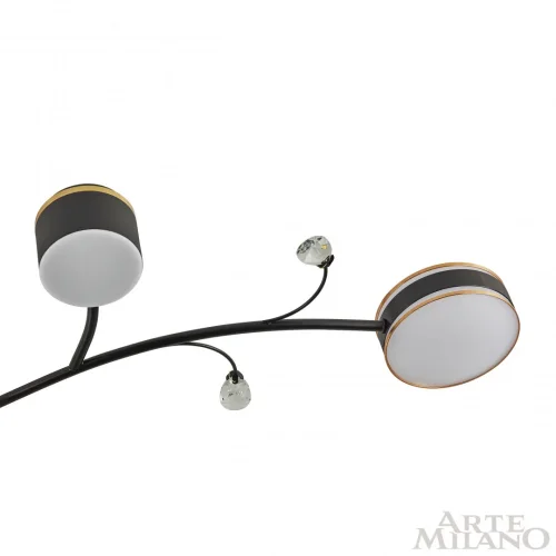 Люстра на штанге LED Ferrara-71040 276240/6+1 BK/GD Arte Milano белая на 1 лампу, основание чёрное в стиле современный фото 4 Люстра на штанге LED Ferrara-71040 276240/6+1 BK/GD Arte Milano белая на 1 лампу, основание чёрное в стиле современный фото 4
