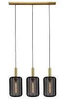 Светильник подвесной Corina 03447/03/30 Lucide чёрный 3 лампы, основание латунь матовое золото в стиле современный 