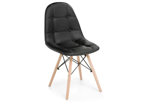 Деревянный стул Kvadro black 15011 Woodville, чёрный/искусственная кожа, ножки/массив бука/натуральный, размеры - ****450*520 фото 5