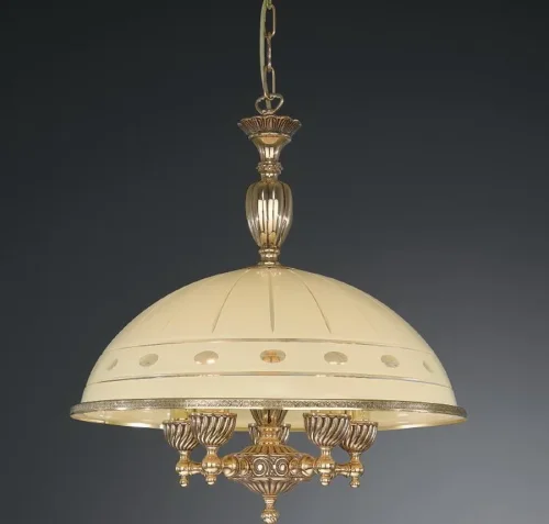 Люстра подвесная L 7104/48 Reccagni Angelo бежевая на 5 ламп, основание золотое в стиле классический 