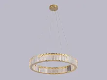 Люстра подвесная LED 8440/80 gold Newport прозрачная на 1 лампа, основание золотое в стиле американский модерн классика кольца