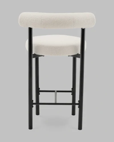 Стул полубарный Флорео букле молочный УТ000041334 Stool Group, белый/букле, ножки/металл/чёрный, размеры - ***** фото 3