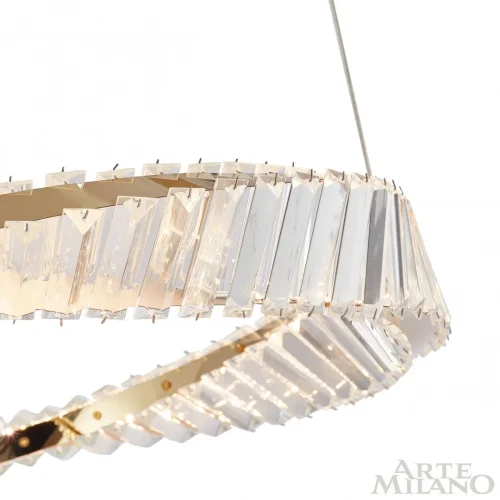 Люстра подвесная LED с пультом AM-Venezia 318311/D600 GD Arte Milano прозрачная на 1 лампу, основание золотое в стиле современный кольца с пультом фото 12