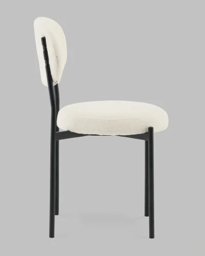 Стул Бриф DD букле молочный УТ000041482 Stool Group, белый/букле, ножки/сталь/чёрный, размеры - ***** фото 3