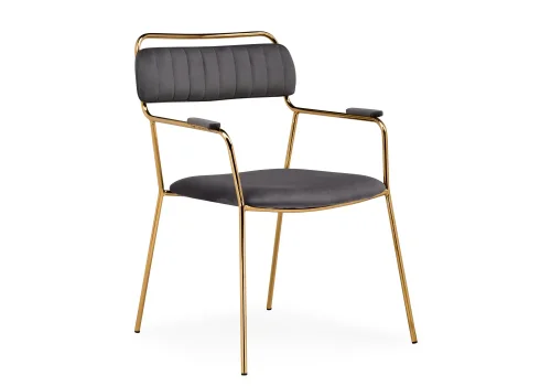 Кресло Aspen dark gray / gold 15653 Woodville, серый/велюр, ножки/металл/золотой, размеры - ****600*650