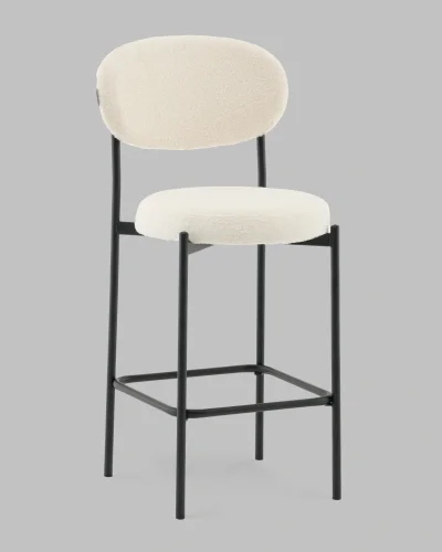 Стул полубарный Бриф DD букле молочный УТ000041504 Stool Group, белый/букле, ножки/сталь/чёрный, размеры - *****