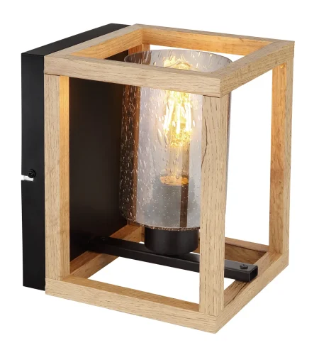 Бра Pettey 15497W Globo бежевый прозрачный на 1 лампу, основание бежевое чёрное в стиле лофт кантри Бра Pettey 15497W Globo бежевый прозрачный на 1 лампу, основание бежевое чёрное в стиле лофт кантри