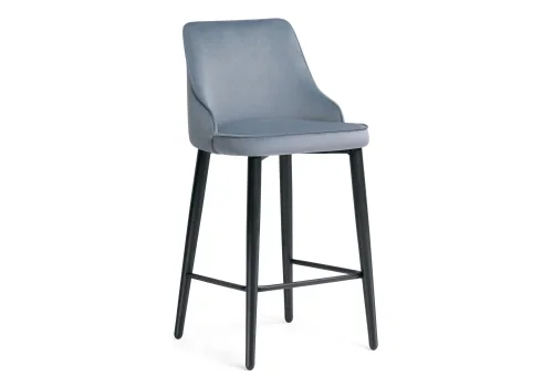 Полубарный стул Атани серо-синий / черный 528458 Woodville, серый/велюр, ножки/металл/чёрный, размеры - ****480*440