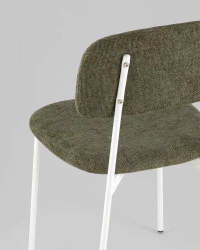 Стул Chao, зеленый, белые ножки, 2шт./уп. УТ000039972 Stool Group, зелёный/рогожка, ножки/металл/белый, размеры - *780**** фото 3
