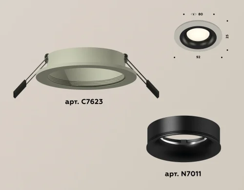 Светильник точечный XC7623002 Ambrella light чёрный серый 1 лампа, основание серое в стиле хай-тек современный  фото 2