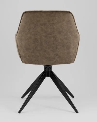 Стул обеденный Alba коричневый c коричневой экокожей УТ000039272 Stool Group, коричневый/рогожка, ножки/металл/чёрный, размеры - *850***580*600 фото 4
