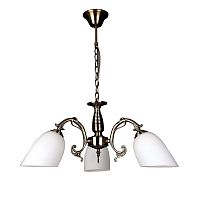 Люстра подвесная Tellaro OML-56407-03 Omnilux белая на 3 лампы, основание бронзовое в стиле классический 