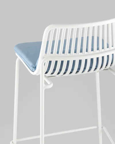 Стул барный Louran с подушкой, белый УТ000040189 Stool Group, голубой/экокожа, ножки/металл/белый, размеры - ***** фото 6