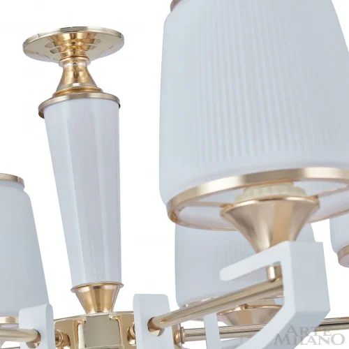 Люстра подвесная Florentia-2457 302457/8 Wh/Gd Arte Milano белая на 8 ламп, основание золотое в стиле современный арт-деко фото 8