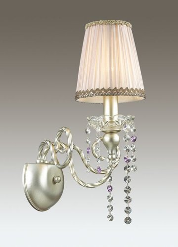 Бра AURELIA 3390/1W Odeon Light бежевый розовый на 1 лампа, основание золотое серебряное в стиле классика  фото 3