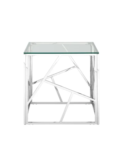 Журнальный столик 55*55 АРТ ДЕКО, прозрачное стекло, сталь серебро УТ000001507 Stool Group столешница прозрачная из стекло фото 3