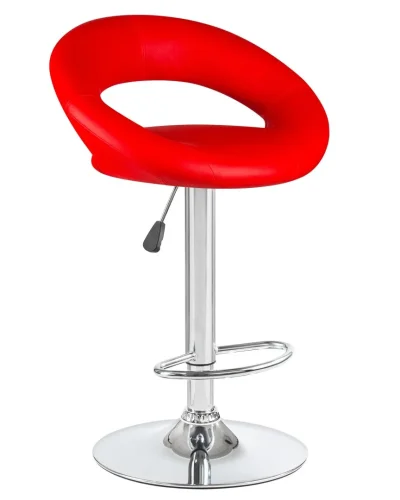 Стул барный 5001-LM MIRA,  цвет сиденья красный, цвет основания хром Dobrin, красный/экокожа, ножки/металл/хром, размеры - 790*1020***535*470