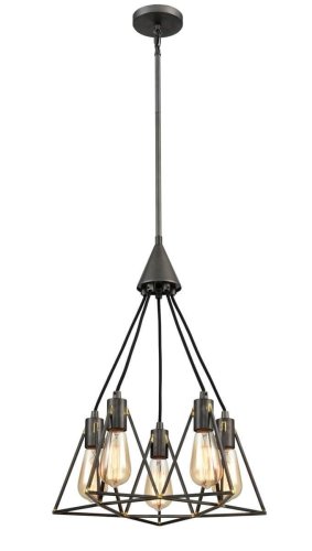 Светильник подвесной лофт Storm VL6136P05 Vele Luce коричневый без плафона 5 ламп, основание коричневое в стиле лофт  фото 3