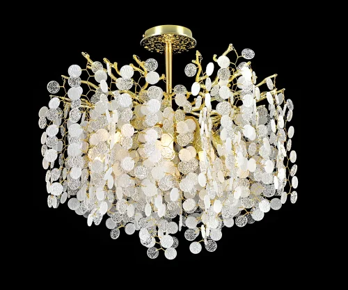 Люстра потолочная Авани 07873-60PD,33 Kink Light прозрачная на 8 ламп, основание золотое в стиле флористика современный ветви