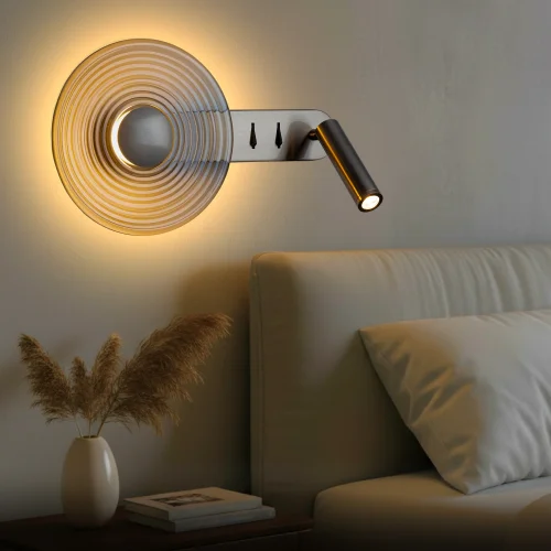 Бра с выключателем LED Corta CL245031 Citilux прозрачный на 1 лампу, основание матовое хром в стиле современный хай-тек для чтения фото 9