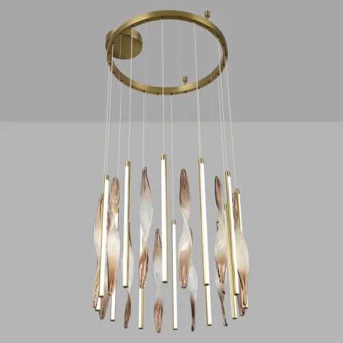 Люстра подвесная Спира (Spira) 5468/66L Odeon Light бежевая коричневая на 1 лампу, основание латунь в стиле классический современный фото 6