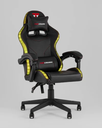 Кресло спортивное TopChairs Druid, черный УТ000039467 Stool Group, чёрный/экокожа, ножки/полимер/чёрный, размеры - 1250*1350***490*470 фото 8