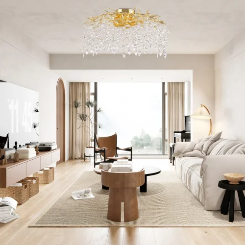 Люстра потолочная Милано-3 23312.850.7.G9.B GD Артемилано прозрачная на 7 ламп, основание золотое в стиле флористика современный ветви фото 2