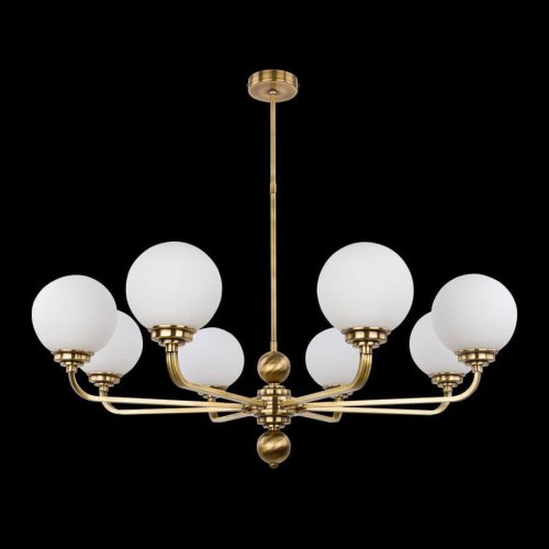 Люстра потолочная Abano ABA-ZW-8(P) Kutek белая на 8 ламп, основание бронзовое в стиле американский шар фото 2