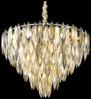 Люстра подвесная хрустальная Orlanda WE144.22.303 Wertmark янтарная прозрачная на 22 лампы, основание золотое в стиле современный классический 